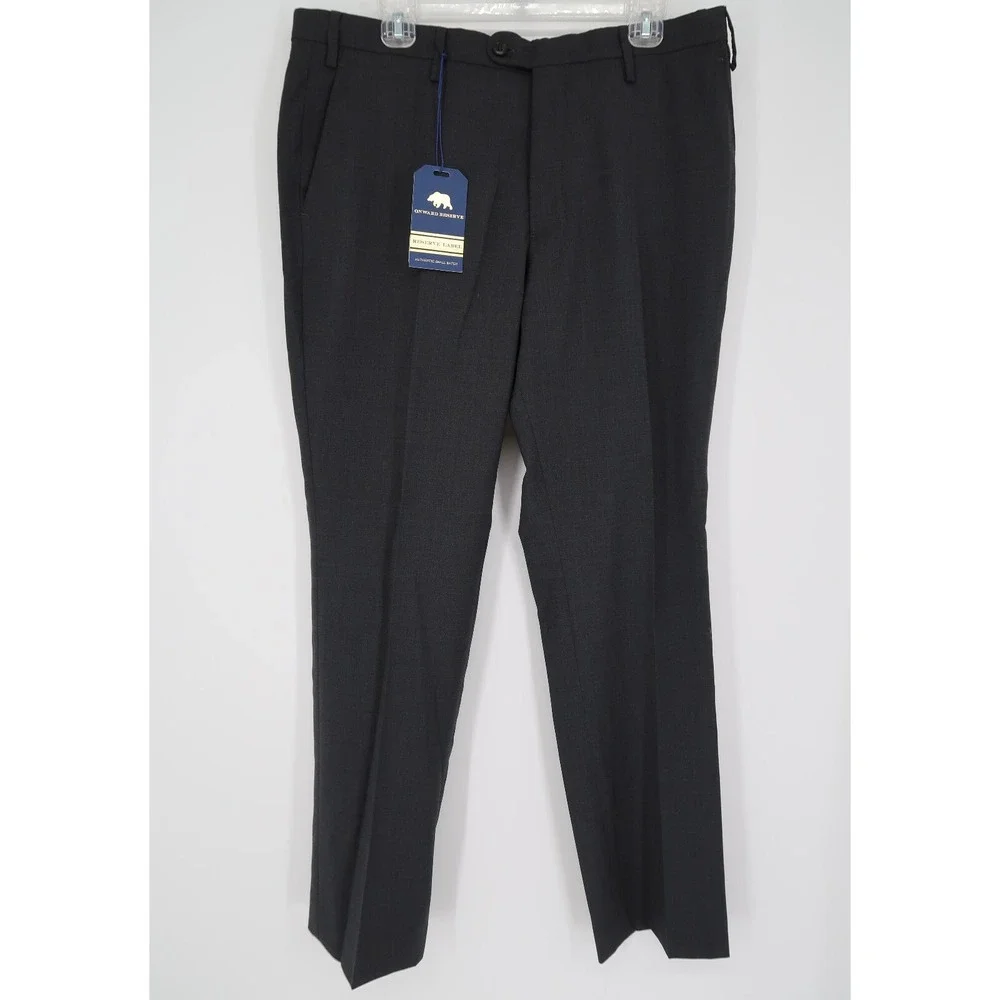 Onward Reserve Mens‎ Wool Flat Front Dress Chino Pants Charcoal Gray 36x32 New